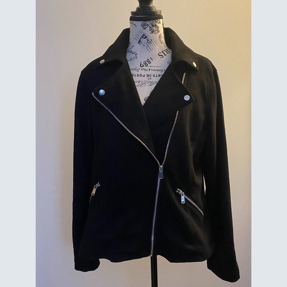 LILY MORGAN Black Faux Suede Biker Jacket - Picture 1 of 6